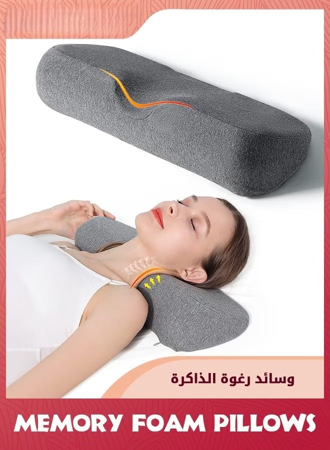 الوسائد عنق الرحم للتخفيف من الألم النوم,وسادة الرغوة الذاكرة العنق مكثفة للتخفيف من الألم الصلب,وسادة الرقبة دعم الرقبة لفة وسادة السرير,الرمادي الداكن الوسائد عنق الرحم للتخفيف من الألم النوم,وسادة الرغوة الذاكرة العنق مكثفة للتخفيف من الألم الصلب,وسادة الرقبة دعم الرقبة لفة وسادة السرير,الرمادي الداكن - Image 1